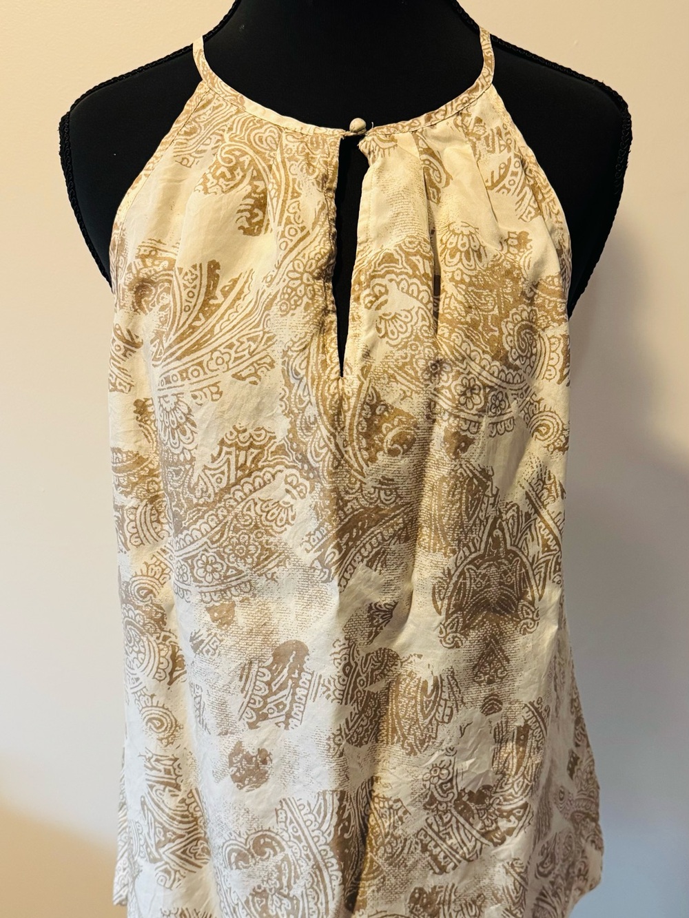 Banana Republic Cream and Gold Paisley Halter Camisole